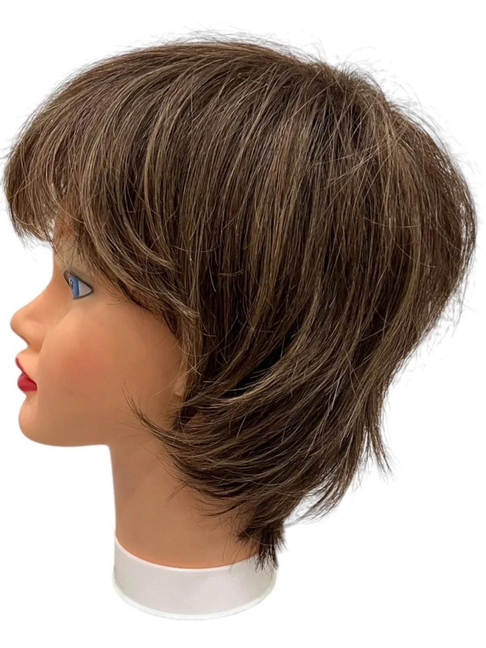 Dark Brown to Highlight Mix Short Layered Wig